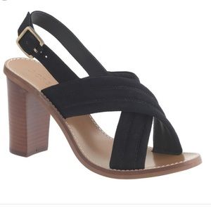 Jcrew Black Leather Heel Sandals